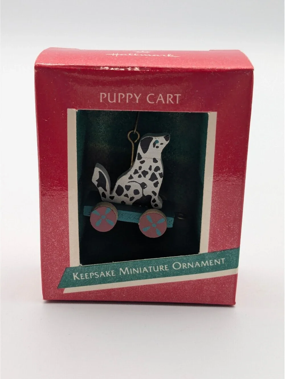 Hallmark Keepsake Puppy Cart Miniature Ornament 1989, Dalmatian, New in Box
